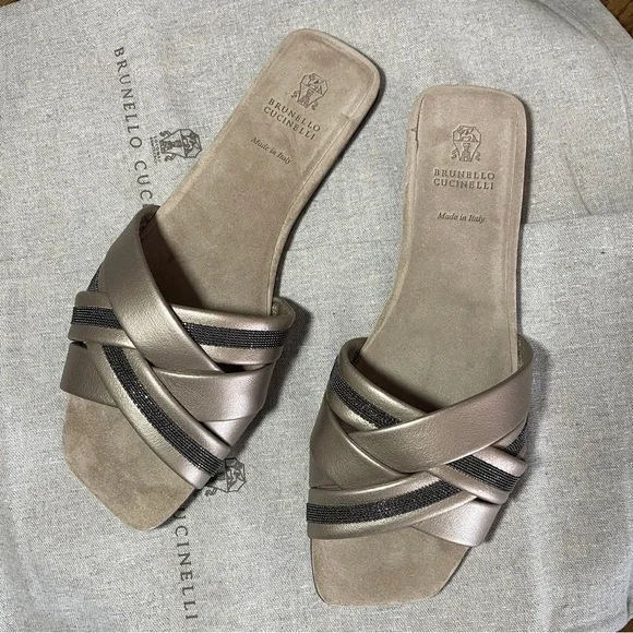 NWT Brunello Cucinelli slides sandal mule size 39(8-9US) - Picture 3 of 8